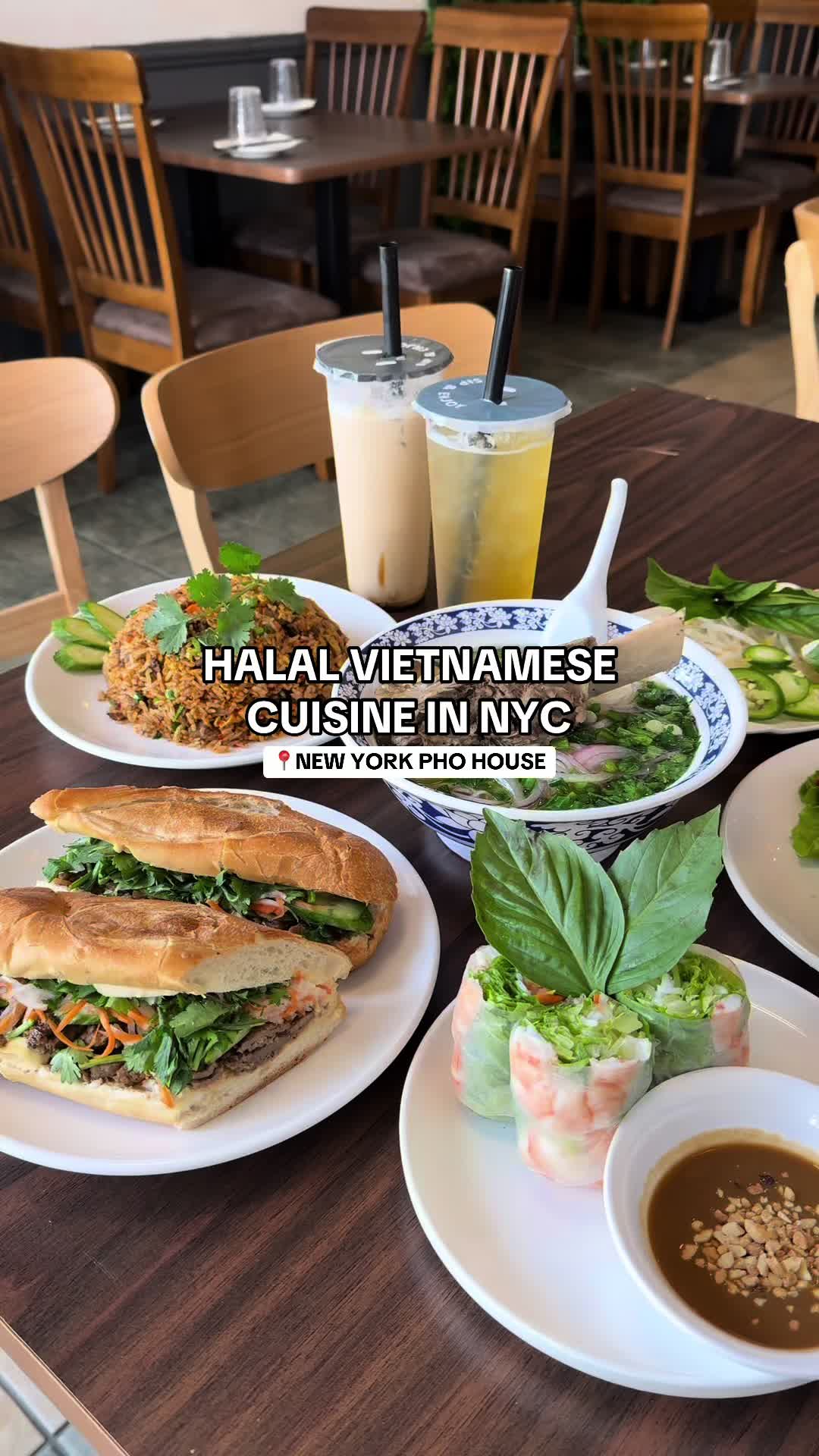 it’s pho season 🍜 new york pho house @New York Pho House 📍25-52 francis lewis blvd, flushing, ny 11358 items featured: -short rib pho -cumin lamb fried rice -vietnamese fried chicken wings -summer rolls -banh mi -lychee fruit tea -milk tea give it a try & enjoy!