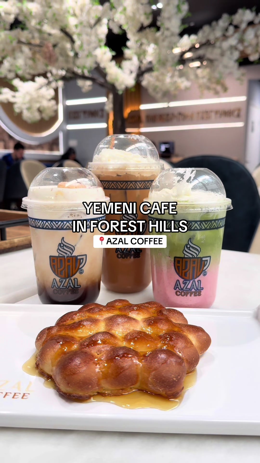 Yemeni Cafe in Forest Hills, Queens! ☕️🇾🇪💙 📍Azal Coffee 107-29 71st Ave, Forest Hills, NY 11375 Items Featured: -Tiramisu Latte -Iced Adeni chai -Azal Latte -Hot Matcha Latte -Virgin Mojitos -Hibiscus Refresher -Honeycomb Bread -Pistachio Tres Leches Give it a try & enjoy! #yemenicafe #nyceats #halalnyc #nycfood #fyp