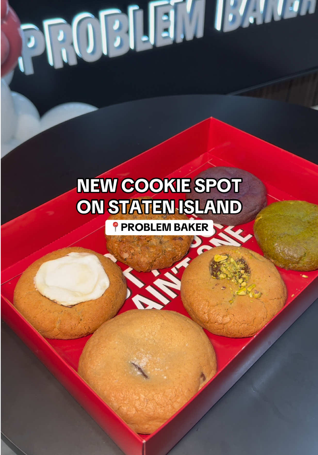 new cookie spot in staten island! 🍪 problem baker @Problem Baker 📍870 castleton ave, staten island, ny 10310 items featured: -pistachio knafa cookie -chocolate chip sea salt cookie -s’mores cookie -assorted flavored milk -date cinnamon latte -strawberry matcha latte -affogato give it a try & enjoy!